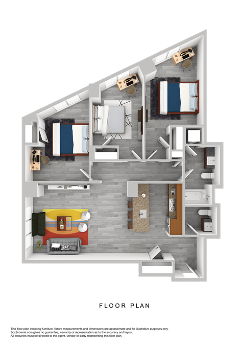 Floor plan for 3 beds, 1.5 baths, 1160 sqft